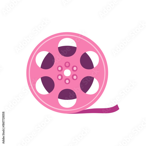 Pink Film Reel Icon Cinema Entertainment Symbol Movie Footage Celebration Video Graphic Motion Pictures Industry Concept