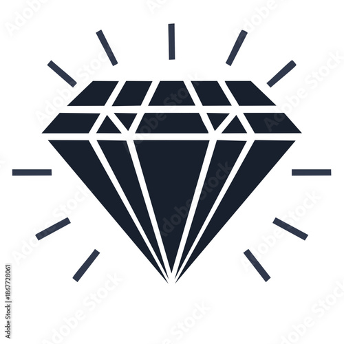 Shining Diamond Icon Simple Gemstone Luxury Jewelry Flat Vector Illustration