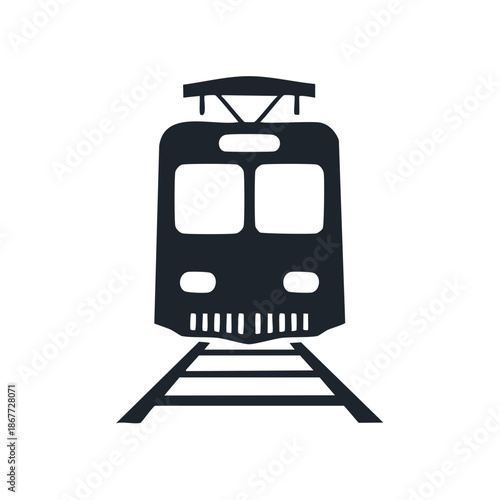 Minimalist tram front vector illustration, railroad transportation, public transit, commuter travel, and modern rail system