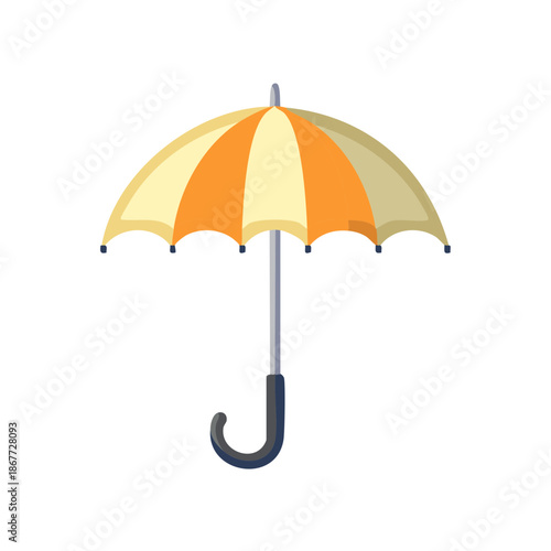 Elegant cream and orange umbrella, providing shade against the rain, weather protection from the wind