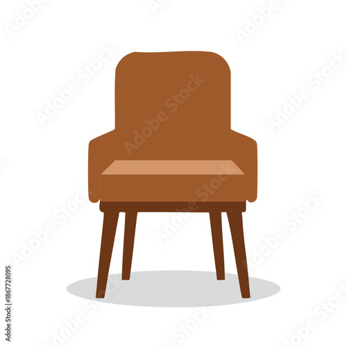 Simple upholstered chair with wooden legs for design purposes or a presentation.