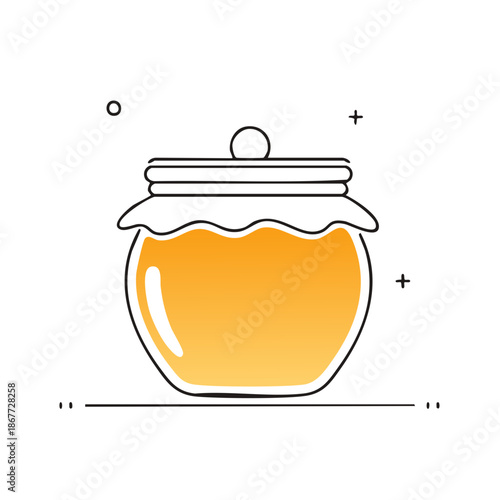 Jar of Sweet Honey Illustration Minimalist Design, Organic Golden Nectar