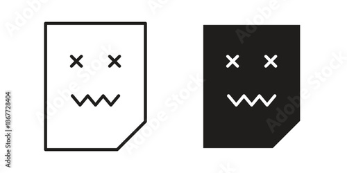Corrupted file icons on white background. EPS 10. Editable linear style stroke. Vector icon