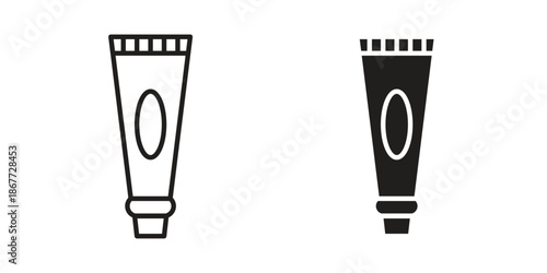 Cream tube icons on white background. EPS 10. Editable linear style stroke. Vector icon