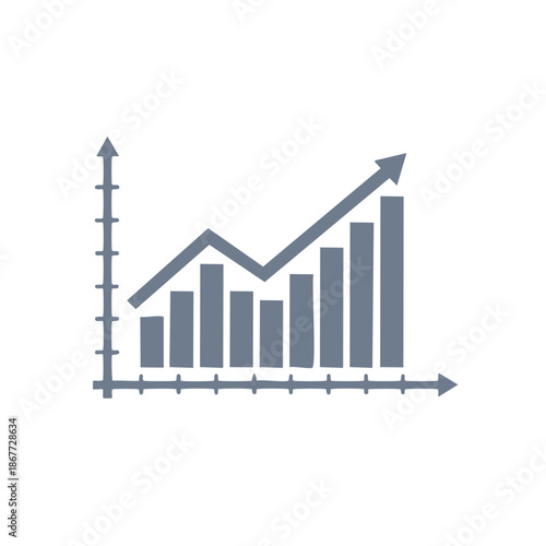 Growing Business Chart Shows Increasing Bar Heights with Rising Arrow on Graph
