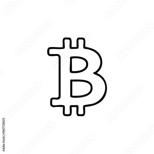 Bitcoin Symbol Icon Outline on White Cryptocurrency and Blockchain Technology