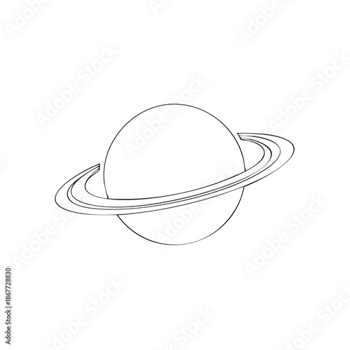 Saturn illustration vector drawing, planet, astronomical object with rings, astronomy science, space exploration