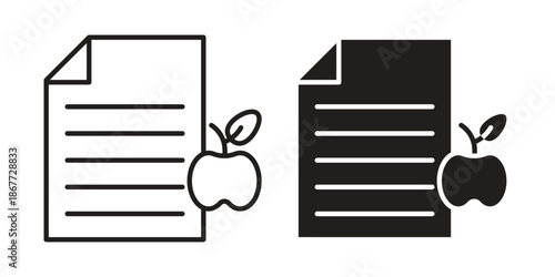 Diet plan icons on white background. EPS 10. Editable linear style stroke. Vector icon