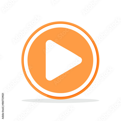 Modern Orange Play Button Vector Icon for Streaming Multimedia Applications