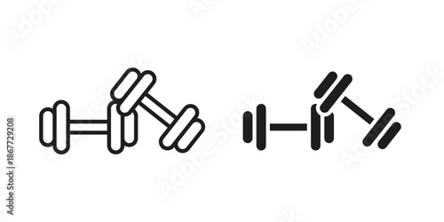Dumbbell pair icons on white background. EPS 10. Editable linear style stroke. Vector icon