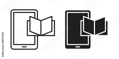 Ebook icons on white background. EPS 10. Editable linear style stroke. Vector icon