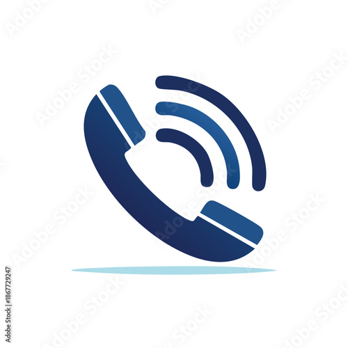 Phone Receiver Icon with Sound Waves Communication and Connection Vector Art