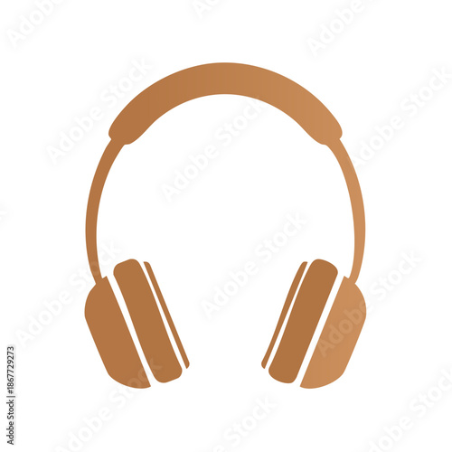 Modern wireless headphones illustration in bronze color provide an enhanced listening experience with seamless audio streaming and ergonomic design for comfort