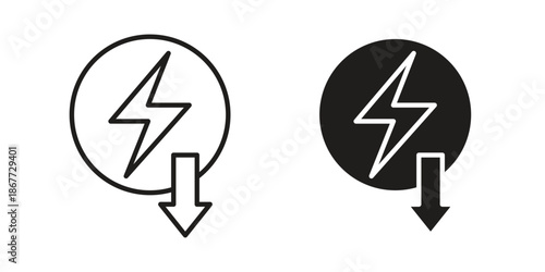 Energy reduction icons on white background. EPS 10. Editable linear style stroke. Vector icon