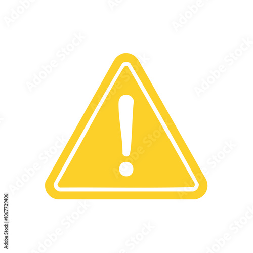 Yellow Triangle Hazard Warning Sign Exclamation Mark Isolated on White Background. Important Safety Alert Icon