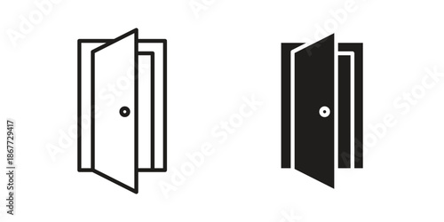 Entrance door icons on white background. EPS 10. Editable linear style stroke. Vector icon
