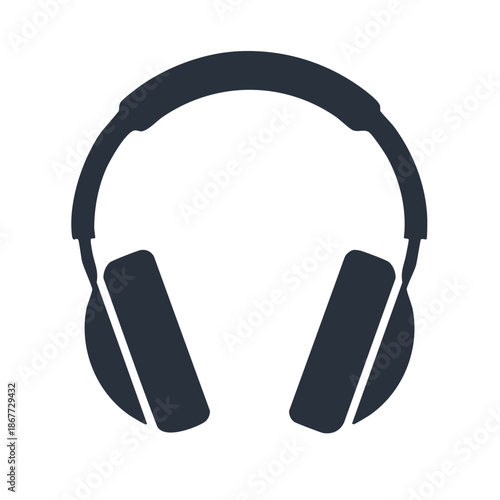 Over Ear Headphones Icon Silhouette in Dark Blue Color Audio Listening Electronic Gadget Accessory Isolated