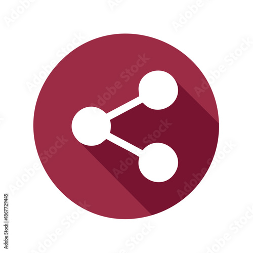 Maroon Circle Share Icon with Connecting Dots: Symbolizes Networking, Communication, and Social Media Linkage