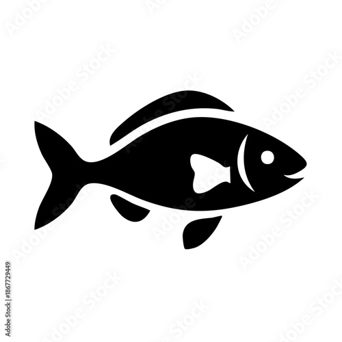 Fish Icon Black Silhouette Illustration Graphic Design Element Aquatic Animal Shape Symbol Freshwater Sea Life