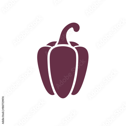 Maroon Bell Pepper Illustration Single Vector Image Isolated on White