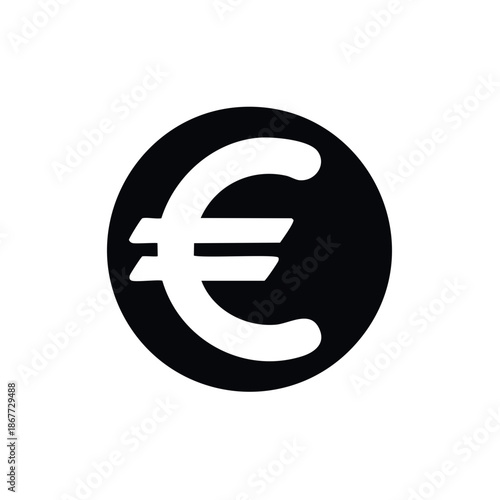 Euro currency symbol in a circle, money and financial illustration, simple design, vector for commercial use