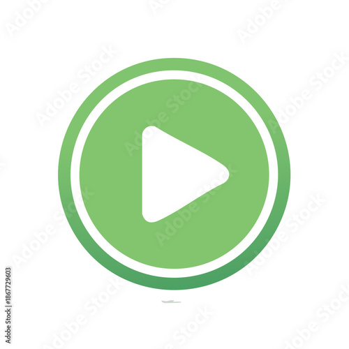 Green Play Button Icon Design: Circular Shape with Triangle Symbol for Multimedia Applications