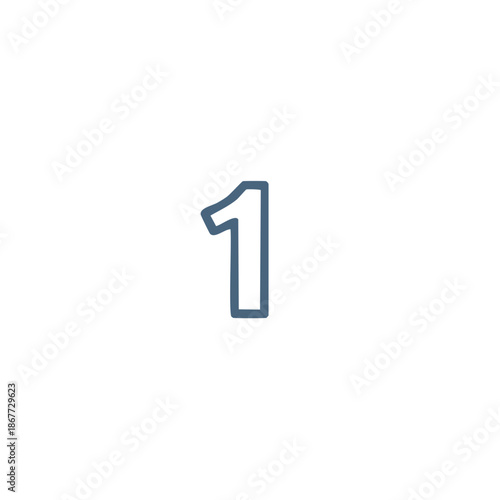 Free Download Minimalist Number One Outline: Simple Blue Numerical Digit on White - GFXLoad