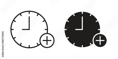 Extra hours icons on white background. EPS 10. Editable linear style stroke. Vector icon