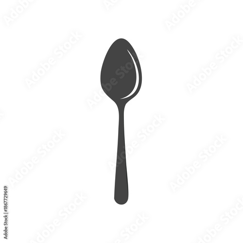 Minimalist Spoon Illustration Utensil Flat Design Silverware Silhouette Simple Kitchen Tool Icon Diner Cafeteria Cutlery