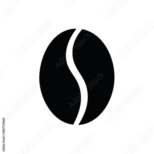 Coffee Bean Silhouette on White, Coffee Bean Symbol, Simple Icon, Seed, Flavor, Freshness