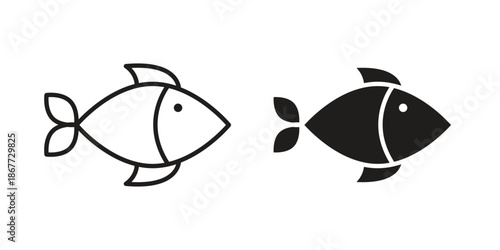 Fish icons on white background. EPS 10. Editable linear style stroke. Vector icon