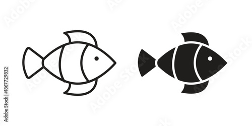Fish icons on white background. EPS 10. Editable linear style stroke. Vector icon
