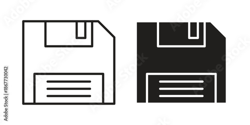 Floppy disk icons on white background. EPS 10. Editable linear style stroke. Vector icon