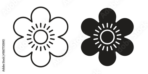 Flower icons on white background. EPS 10. Editable linear style stroke. Vector icon
