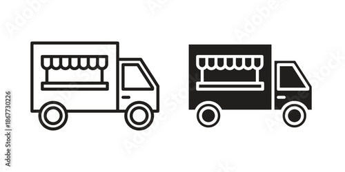 Food truck icons on white background. EPS 10. Editable linear style stroke. Vector icon