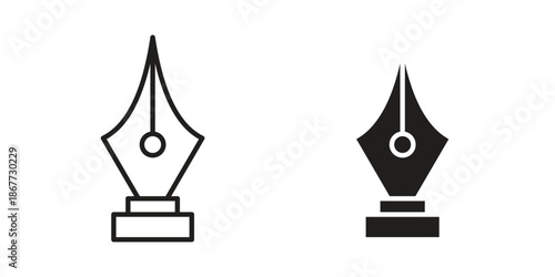 Fountain pen icons on white background. EPS 10. Editable linear style stroke. Vector icon