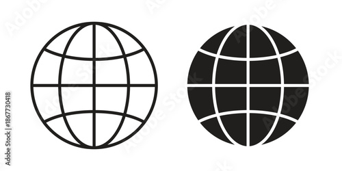 Globe icons on white background. EPS 10. Editable linear style stroke. Vector icon