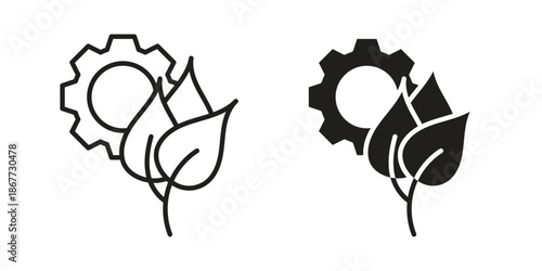 Green technology icons on white background. EPS 10. Editable linear style stroke. Vector icon
