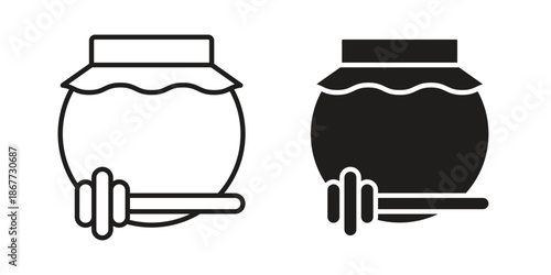 Honey jar icons on white background. EPS 10. Editable linear style stroke. Vector icon