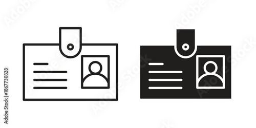 ID badge icons on white background. EPS 10. Editable linear style stroke. Vector icon