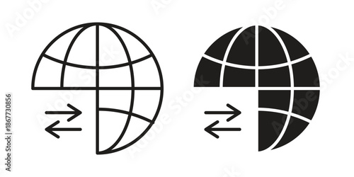 Import export icons on white background. EPS 10. Editable linear style stroke. Vector icon