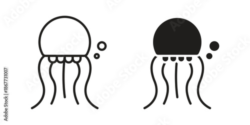 Jellyfish icons on white background. EPS 10. Editable linear style stroke. Vector icon