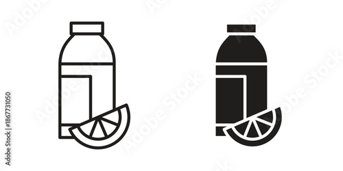 Juice bottle icons on white background. EPS 10. Editable linear style stroke. Vector icon
