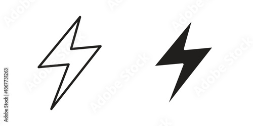 Lightning icons on white background. EPS 10. Editable linear style stroke. Vector icon