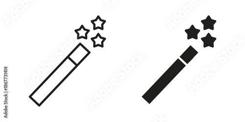 Magic wand icons on white background. EPS 10. Editable linear style stroke. Vector icon