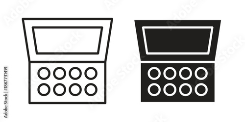 Makeup palette icons on white background. EPS 10. Editable linear style stroke. Vector icon