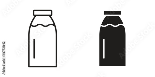Milk bottle icons on white background. EPS 10. Editable linear style stroke. Vector icon