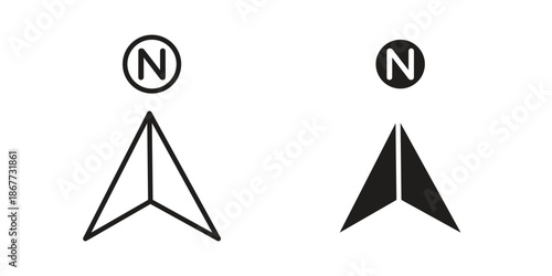 North icons on white background. EPS 10. Editable linear style stroke. Vector icon