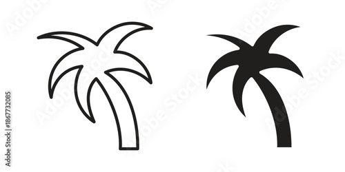 Palm tree icons on white background. EPS 10. Editable linear style stroke. Vector icon