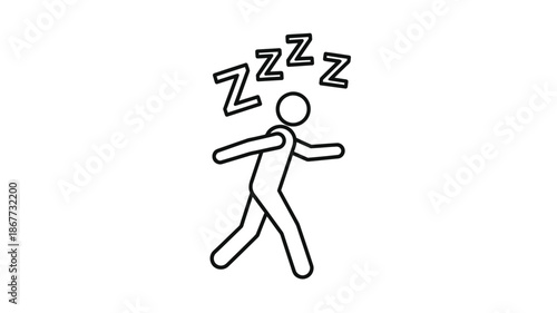 Simple line drawing depicts a stick figure peacefully sleeping with zzz s above their head